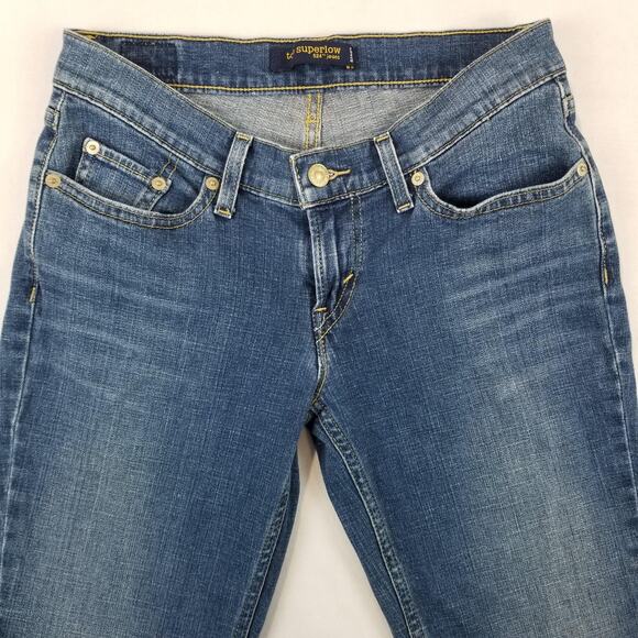 Levis 524 Jeans Womens 8 Too Superlow Flare 90s Stretch Floral Embroidered Denim - Picture 4 of 13